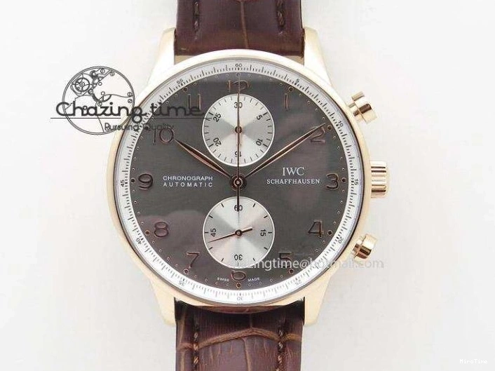 MIROTIME 0331 Sustainable Portuguese IW5444 SS White Dial RG Numbers On Brown Leather Strap A 7256